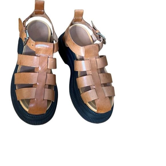 Ganni NWOT Creepers Leather Fisherman Strappy Platform Sandals Size 37 - Picture 4 of 11